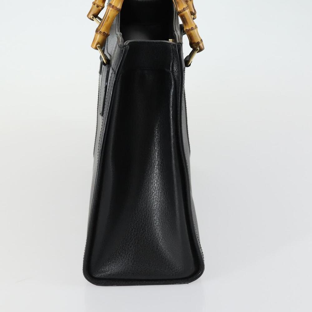 GUCCI Bamboo Hand Bag Leather Black Gold 002 1186 0260 Auth 156902 - Picture 3 of 16